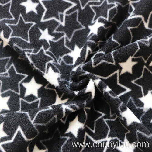 Hot selling lastest designs star pattern fashion printed polar fleece fabric